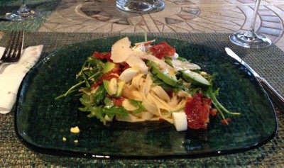 Fettuccine Salad with Arugula, and Prosciutto