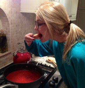 Jessica loves her mom's pasta sauce!